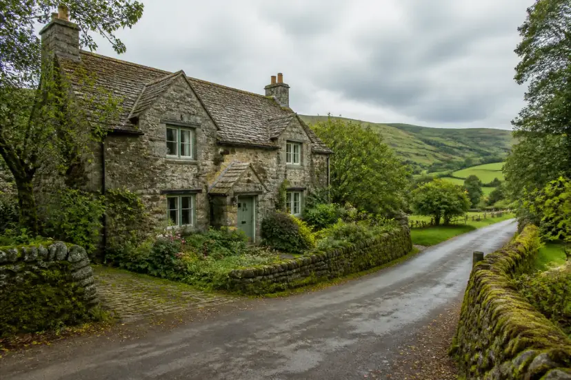 Stone cottage home on a quiet country lane
